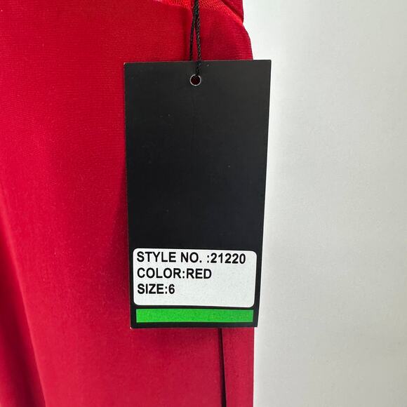 La Femme Prom Dress 6 Red Sleeveless Formal Gown Front Slit Side Zip Open Back - Picture 12 of 14